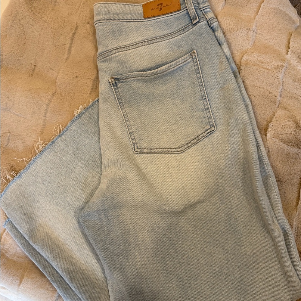 7 For All Mankind Blue Flare Wide Leg Jeans